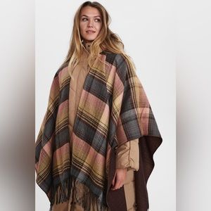 •new• KOLLIE MORE Plaid Reversible Poncho Shawl